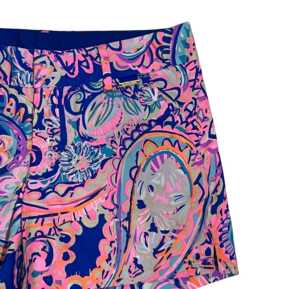Lilly Pulitzer Callan Blue Currant Drop Me A Lime Print Short Size 4 New - Picture 2 of 7